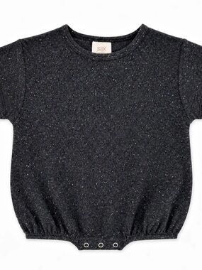 NWT SIX SpearmintLove Charcoal Speckle Short Sleeve Shirt Bubble Romper 18-24